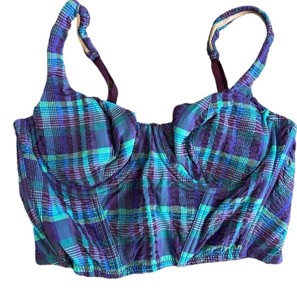 Victoria's Secret Plaid Bustier in Purple and Blue